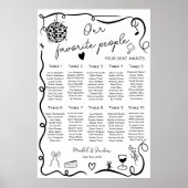 Tableau de placement de mariage noir fantaisiste e (Devant)