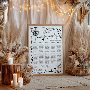 Tableau de placement de mariage noir fantaisiste e