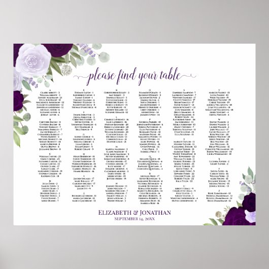 Tableau de placement de mariage par ordre alphabét (Devant)