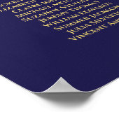 Tableau de placement de mariage simple or et marin (Coin)