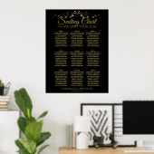 Tableau de placement de mariage simple or et noir (Bureau à domicile)