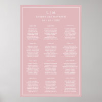 Tableau de placement de mariage simple rose clair 