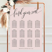 Tableau de placement de mariage simple rose poudré