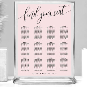 Tableau de placement de mariage simple rose poudré