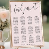 Tableau de placement de mariage simple rose poudré