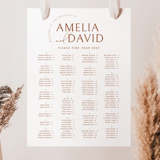Tableau de placement de sièges alphabétique minima