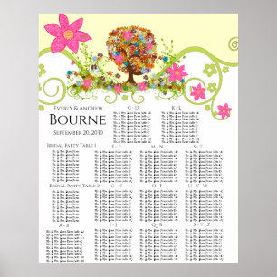 Tableau de placement de sièges d'arbre fleuri Nomb