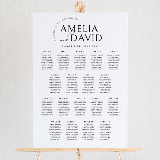 Tableau de placement de sièges de bienvenue modern