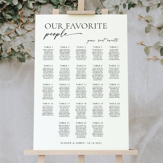 Tableau de placement de sièges de bienvenue modern