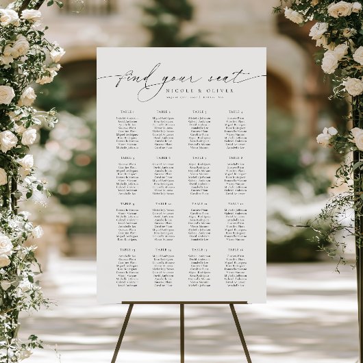 Tableau de placement de sièges de bienvenue pour 1