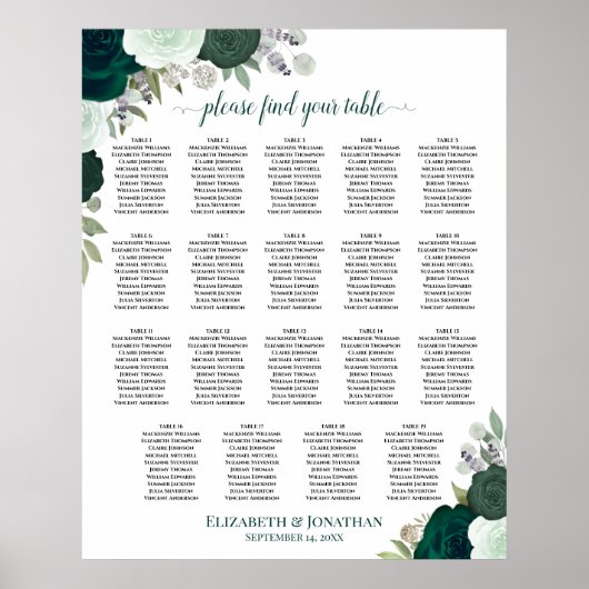 Tableau de placement des invités de mariage chic f (Devant)