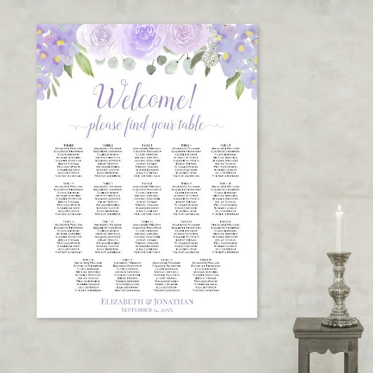 Tableau de placement des invités de mariage floral