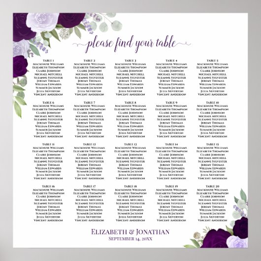 Tableau de placement des invités de mariage floral (Devant)