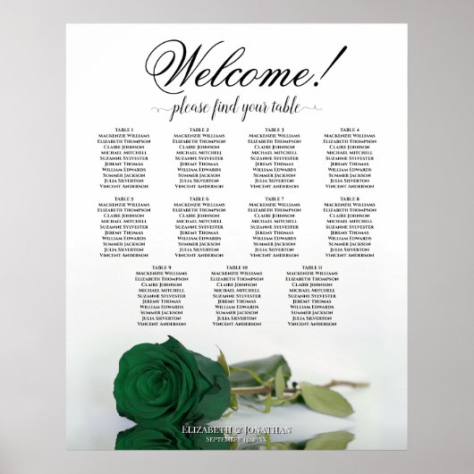 Tableau de placement des invités de mariage Rose V (Devant)