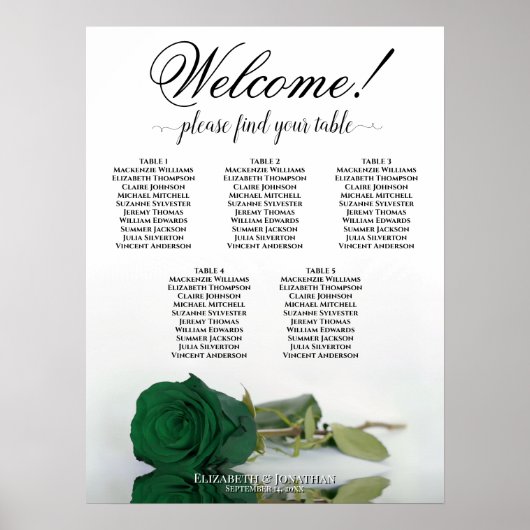 Tableau de placement des invités de mariage Rose V (Devant)