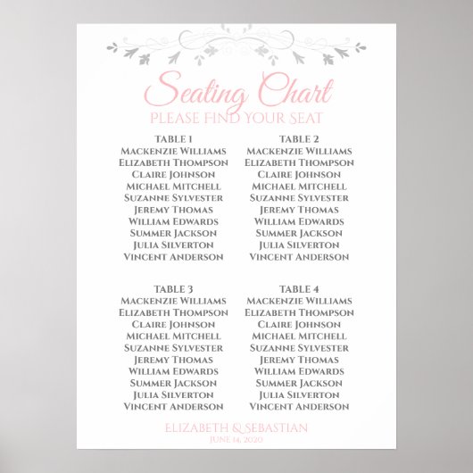 Tableau de placement des invités de mariage simple (Devant)