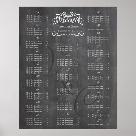 Tableau de placement des invités de mariage vintag (Devant)