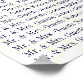 Tableau de placement des invités pour l'événement (Coin)