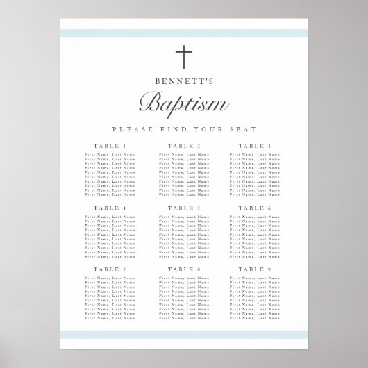 Tableau de placement élégant moderne pour baptême  (Devant)