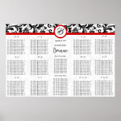 Tableau de placement en Damas noir monogramme roug (Devant)