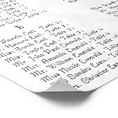 Tableau de placement en réception en Damas noir et (Coin)