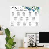 Tableau de placement floral à l'aquarelle bleu bla (Bureau à domicile)