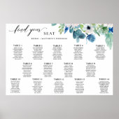 Tableau de placement floral à l'aquarelle bleu bla (Devant)