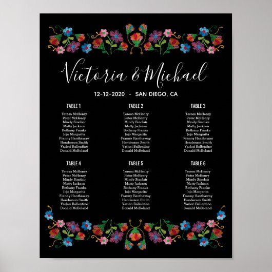 Tableau de placement floral broderie de la Fiesta (Devant)