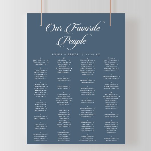 Tableau de placement imprimable bleu marine callig