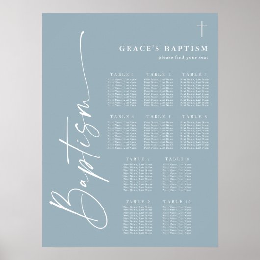 Tableau de placement moderne pour baptême de garço (Devant)