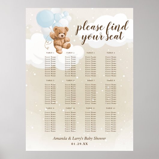 Tableau de placement Ourson en bleu poussiéreux av (Devant)