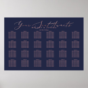 Tableau de placement PixDezines Navy+Rose Gold Scr