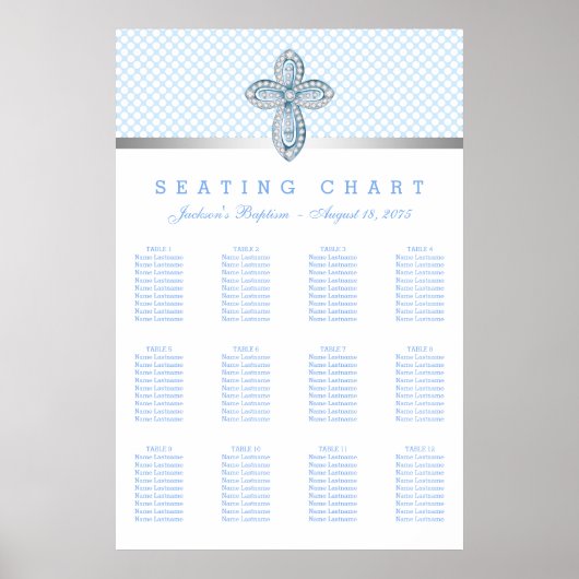 Tableau de placement pour baptême Baby Blue (Devant)