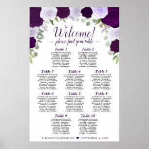 Tableau de placement vertical de 10 tables avec de