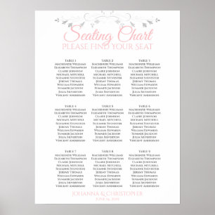 Tableau de plan de table de mariage à 9 tables Ros