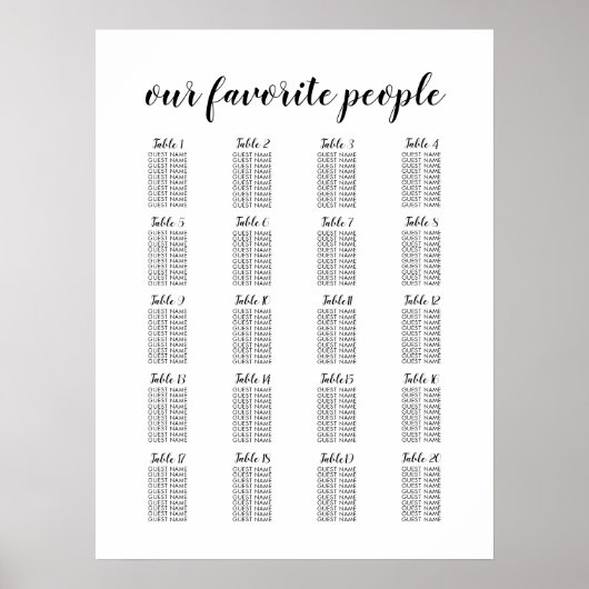 Tableau de plan de table de mariage grand format 2 (Devant)