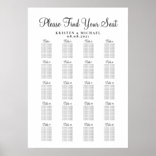Tableau de plan de table de mariage grand format 2
