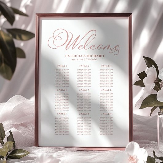 Tableau de plan de table de mariage simple à 9 tab