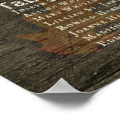 Tableau de plan de table en bois foncé avec feuill (Coin)