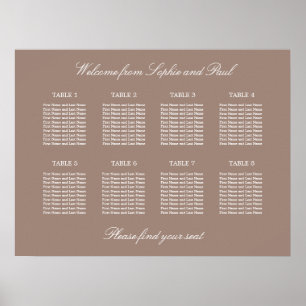 Tableau de Planification de Mariage Poster Taupe 8