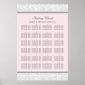 Tableau de siège Alphabétique Blush Grey Damask (Devant)