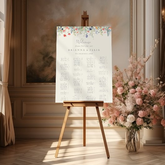 Tableau de siège alphabétique Fleur sauvage radian