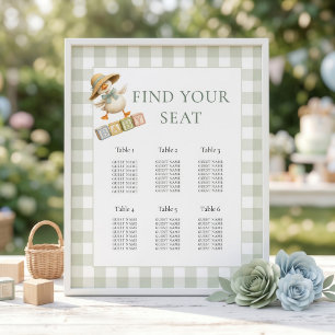 Tableau de Siège Baby Shower Gingham Sage Oie