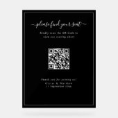 Tableau de Siège Code QR de Mariage Noir Moderne e (Recto)