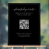 Tableau de Siège Code QR de Mariage Noir Moderne e (Neutre)