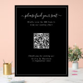 Tableau de Siège Code QR de Mariage Noir Moderne e (Mariage)