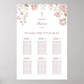 Tableau de Siège de Baptême Fleurs Blush (Devant)