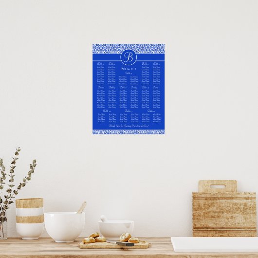 Tableau de siège de la réception de mariage bleu f (Cuisine)