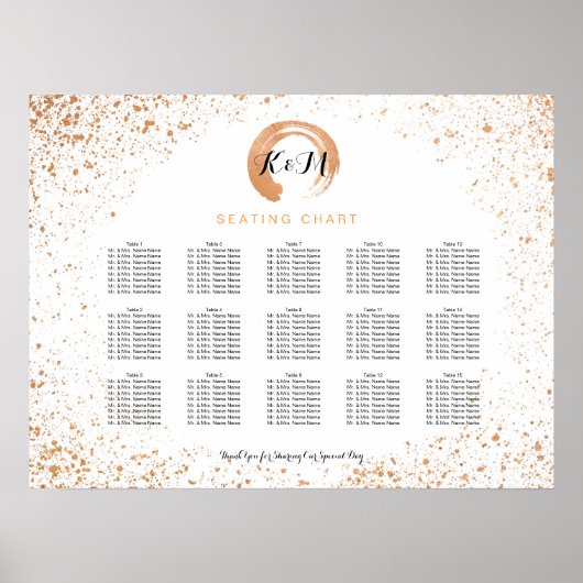 Tableau de siège de la réception de mariage en cui (Devant)