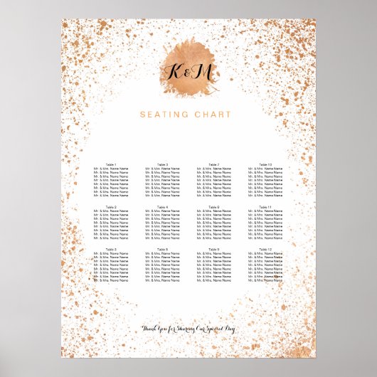 Tableau de siège de la réception de mariage en cui (Devant)